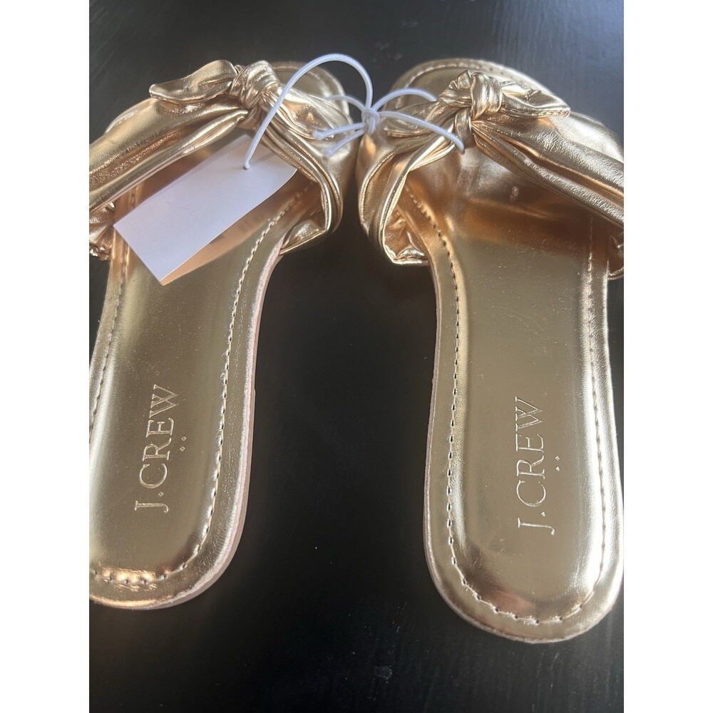 NWT J.CREW Women's Bow flip-flops  Sunkissed Gold Size 6M - Picture 2 of 4